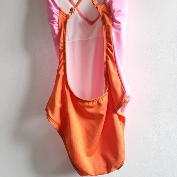 New Kate Spade NY Plunging V-Neck Colorblock Barbie Pink/Orange Swimsuit Small - Picture 12 of 17